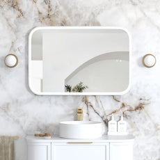 Otti LED Newport 900mm x 600mm Metal Frame Mirror - White LED-SQM9060W - The Blue Space