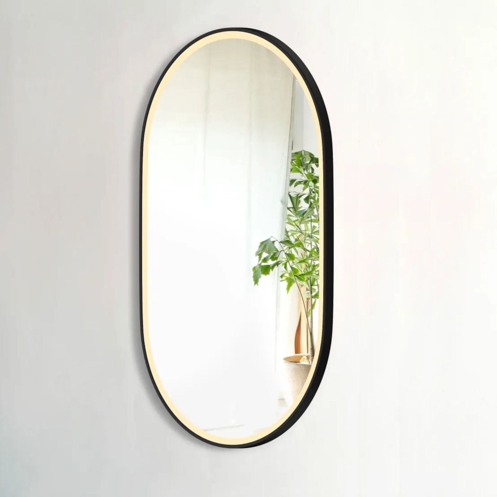 Portrait Otti LED Noosa 1200mm x 750mm Metal Frame Mirror - Black LED-OVM1275B - The Blue Space