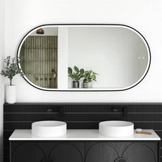 Otti LED Noosa 1500mm x 750mm Metal Frame Mirror - Black LED-OVM1575B - The Blue Space