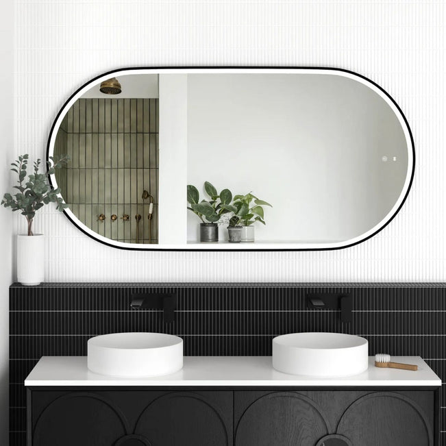 Otti LED Noosa 1500mm x 750mm Metal Frame Mirror - Black LED-OVM1575B - The Blue Space