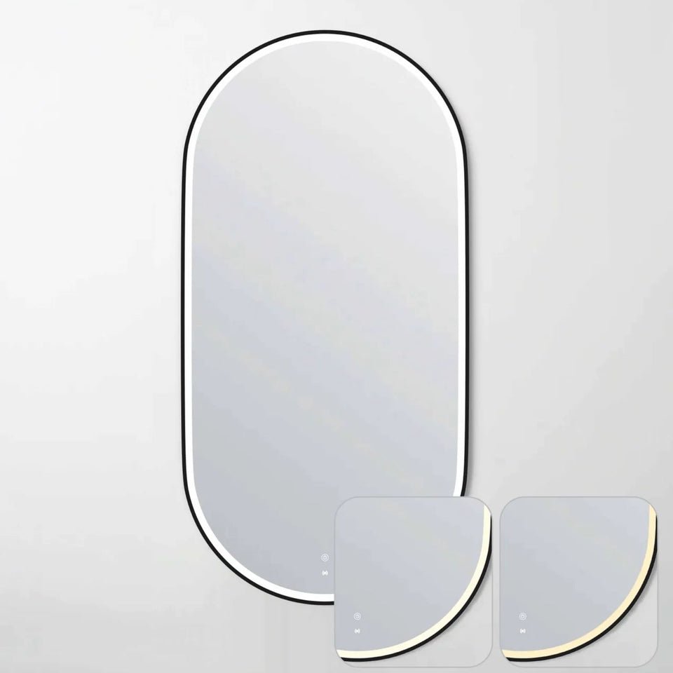 Otti LED Noosa 1500mm x 750mm Metal Frame Mirror - Black