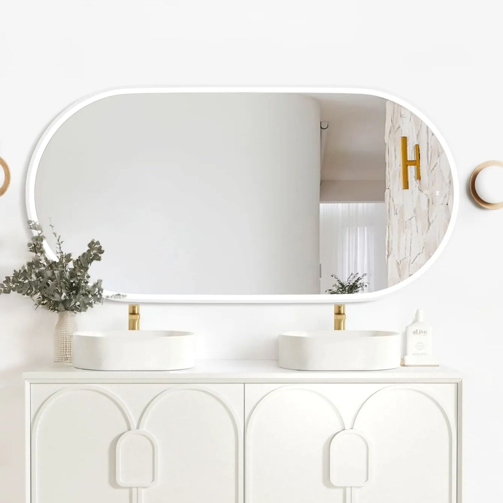 Landscape Otti LED Noosa 1500mm x 750mm Metal Frame Mirror - White LED-OVM1575W - The Blue Space