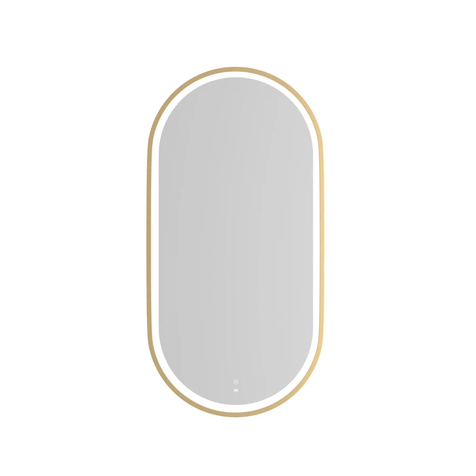 Otti LED Noosa 900mm x 450mm Metal Frame Mirror Brushed Gold Front View LED-MF9045G-N | The Blue Space