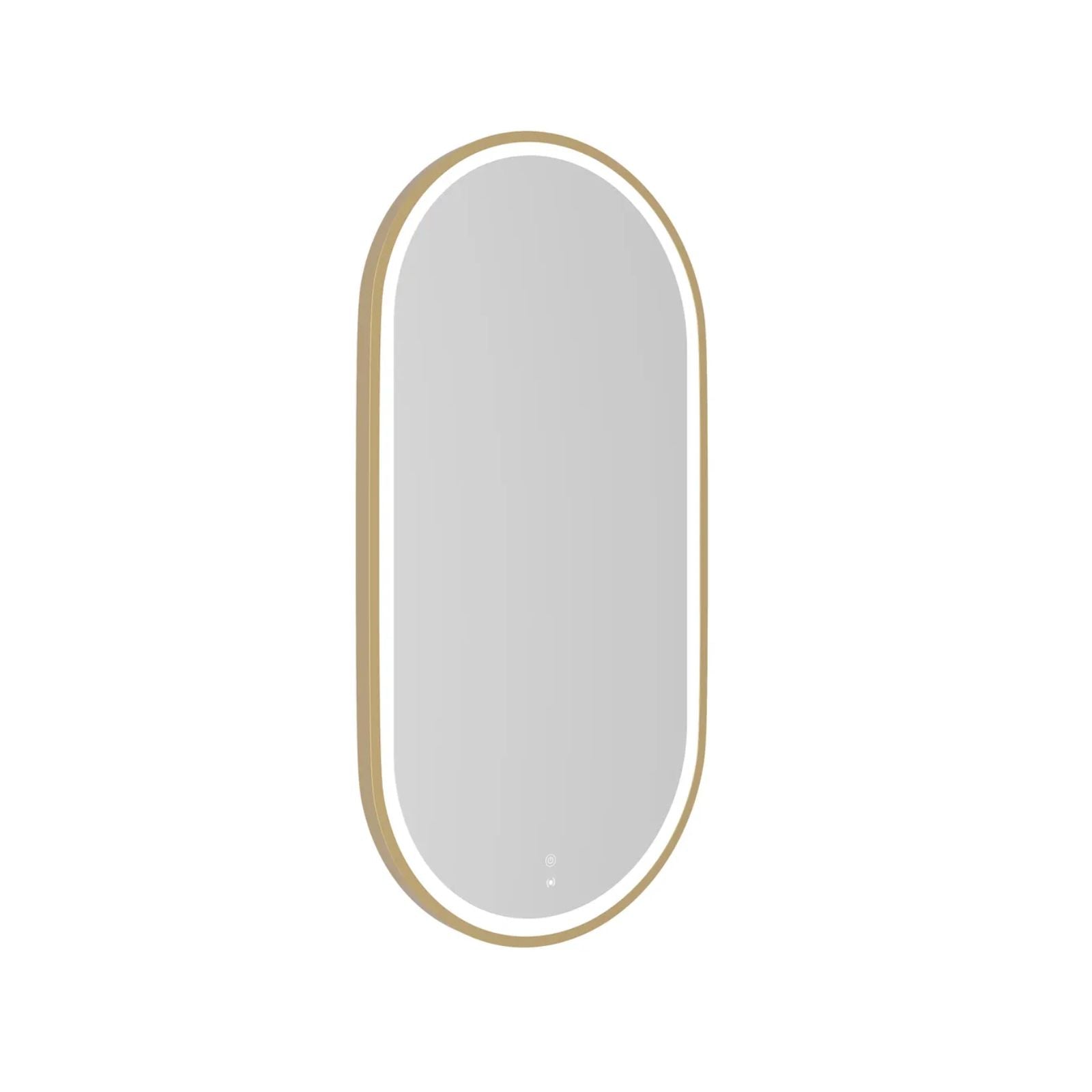 Otti LED Noosa 900mm x 450mm Metal Frame Mirror Brushed Gold Left View LED-MF9045G-N | The Blue Space