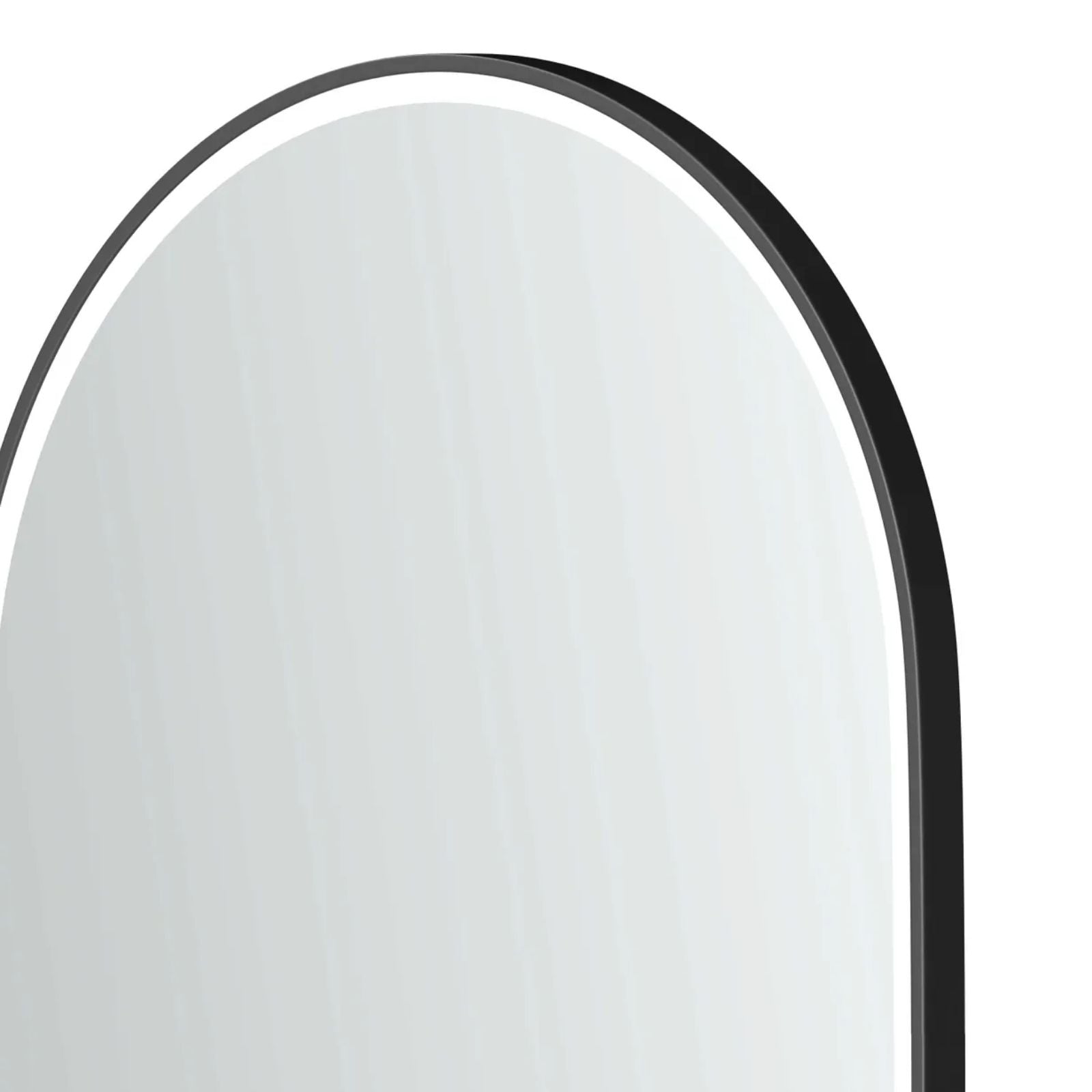 Top Corner Otti LED Noosa 900mm x 600mm Metal Frame Tuffi Mirror - Black LED-OVM9060B - The Blue Space