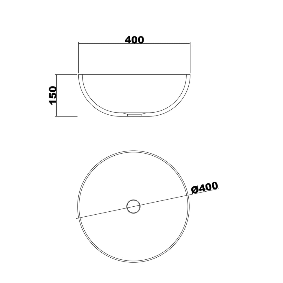 Otti London Solid Surface 400x400x150 Matte White Basin