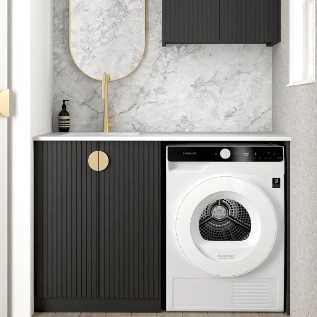 Otti Marlo 1305mm Fluted Laundry Set A - Black  | The Blue Space