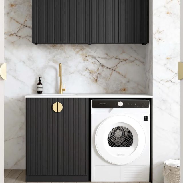 Otti Marlo 1305mm Fluted Laundry Set B - Black  | The Blue Space