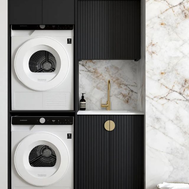 Otti Marlo 1305mm Fluted Laundry Set C - Black