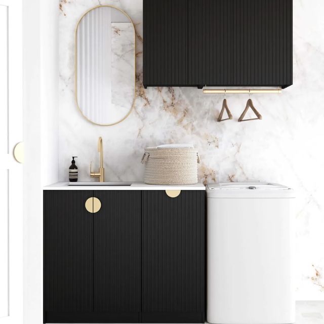 Otti Marlo 1715mm Fluted Laundry Set A - Black  | The Blue Space