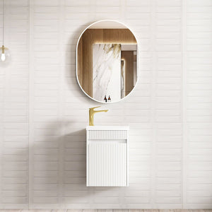 Otti Mini Ensuite Wall Hung Vanity 400mm Matte White Fluted Vanity with Basin