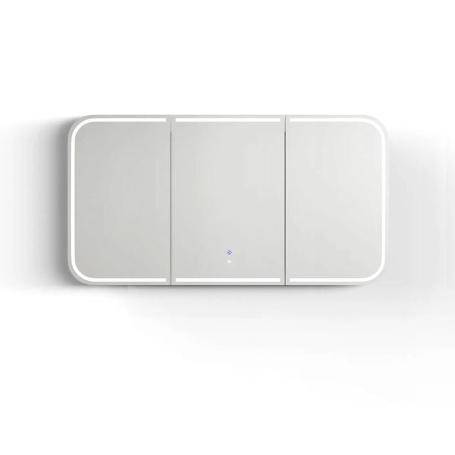 Otti Newport 1500 LED Shaving Cabinet White Matte Front View with 6000K Colour Temperature LED-SSQ1575-VP | The Blue Space