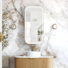 Otti Newport LED Shaving Cabinet Premium Edition - Woodland Oak LED-SSQ9045WL-VP - The Blue Space