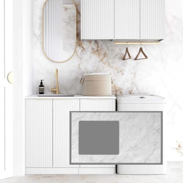 Otti Noosa 1715mm Laundry Set A - White Natural Carrara Marble LA-1715A-NSW-NCA-KIT | The Blue Space