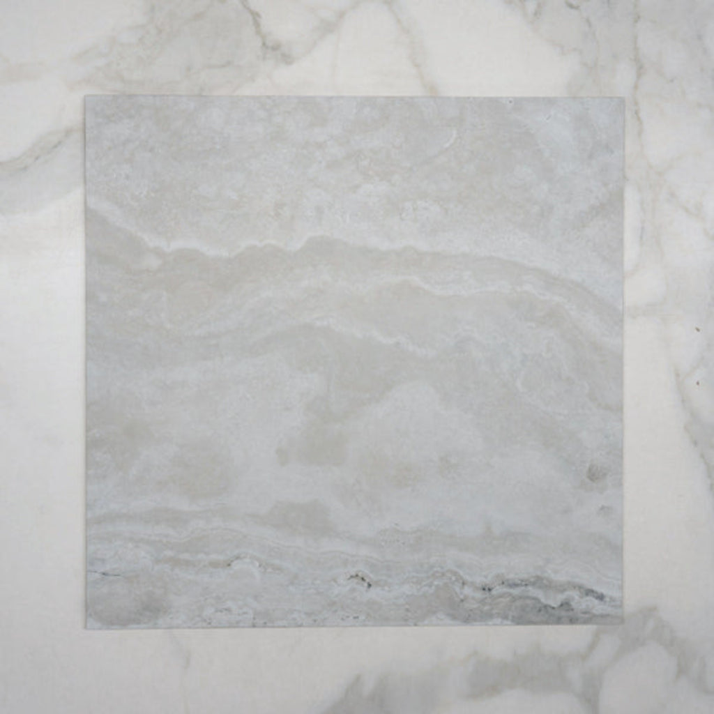 Pearl Ivy Vein Cut Travertine Look Tile Tech Grip 600 x 600 x 10mm Por ...