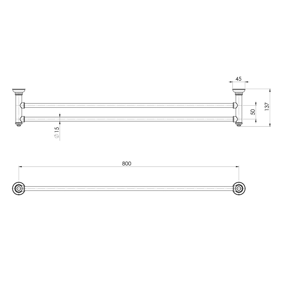Phoenix Cromford Double Towel Rail 800mm - Brushed Bronze
