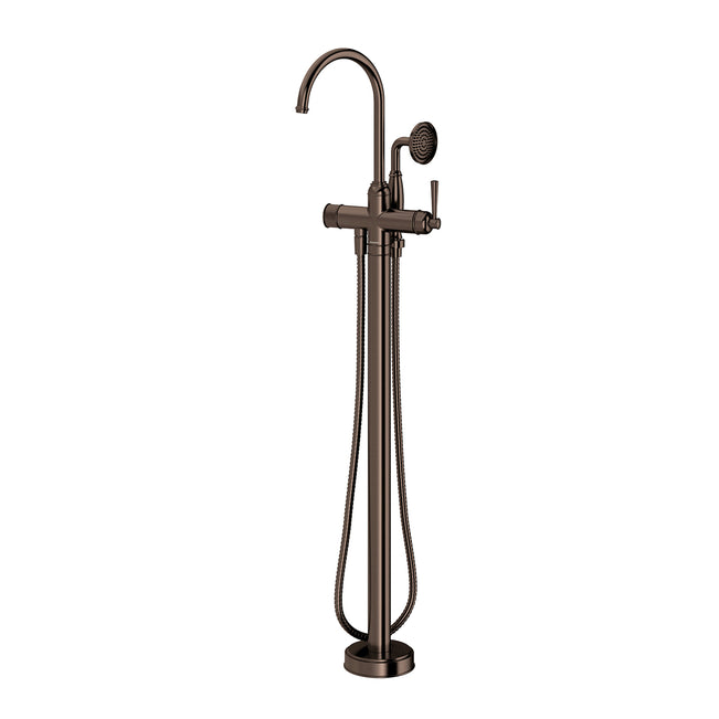 Phoenix Cromford Floor Mounted Bath Mixer With Hand Shower - Brushed Bronze 134-7451-24 - The Blue Space