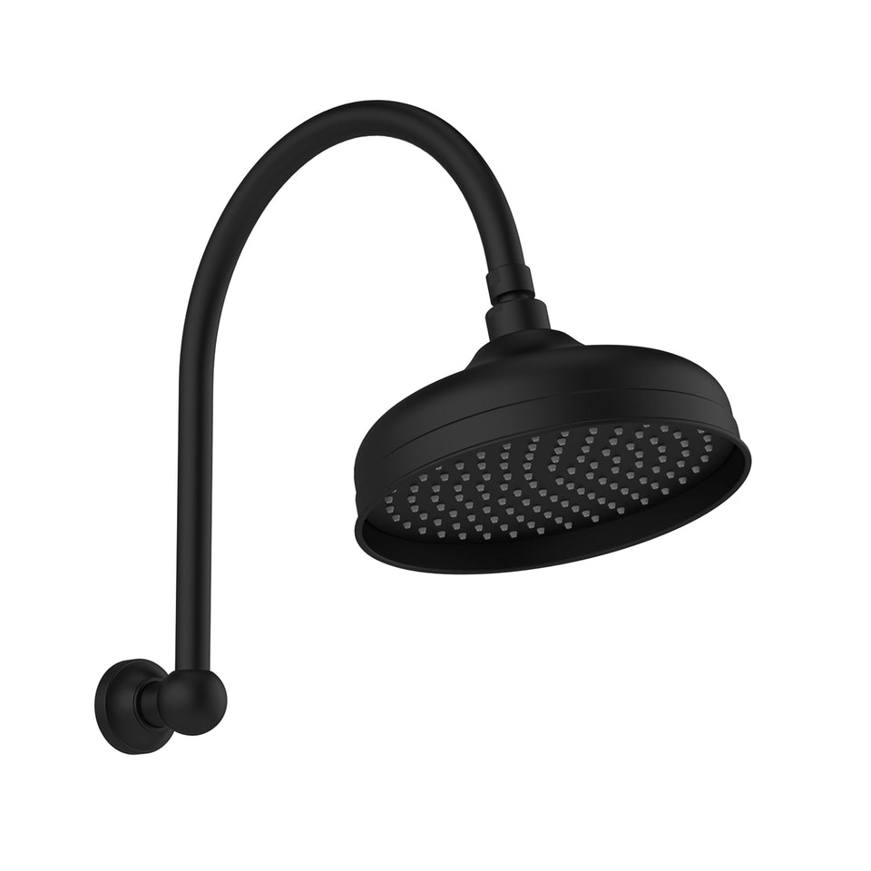 Phoenix Cromford High-Rise Shower Arm and Rose 210mm - Matte Black