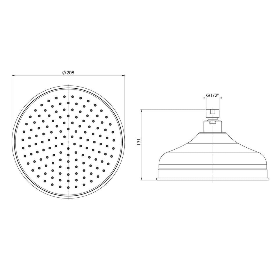 Phoenix Cromford Shower Rose 210mm Brushed Nickel