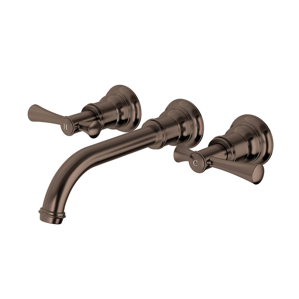 Phoenix Cromford Wall Basin / Bath Tap Set - Brushed Bronze