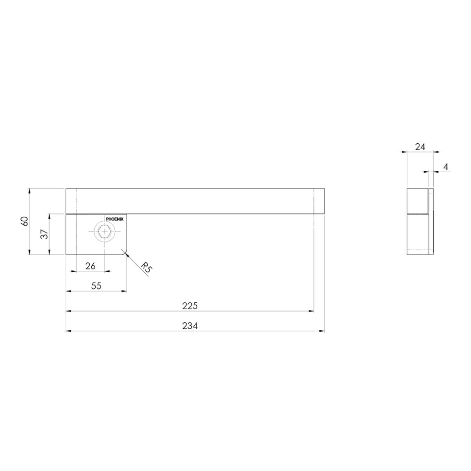 Phoenix Designer Swivel Bath Outlet 230mm Square - Brushed Bronze