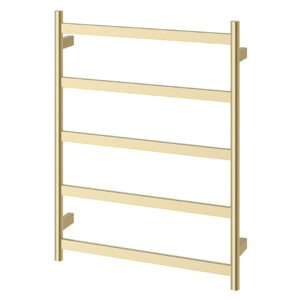 Phoenix Five Flat Bar Heated Towel Ladder 550mm - Brushed Gold - Image 1