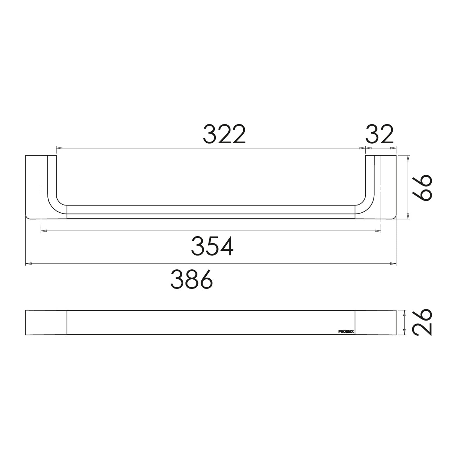 Technical Drawing Phoenix Gloss Hand Towel Holder - Brushed Bronze GS893-24 - The Blue Space