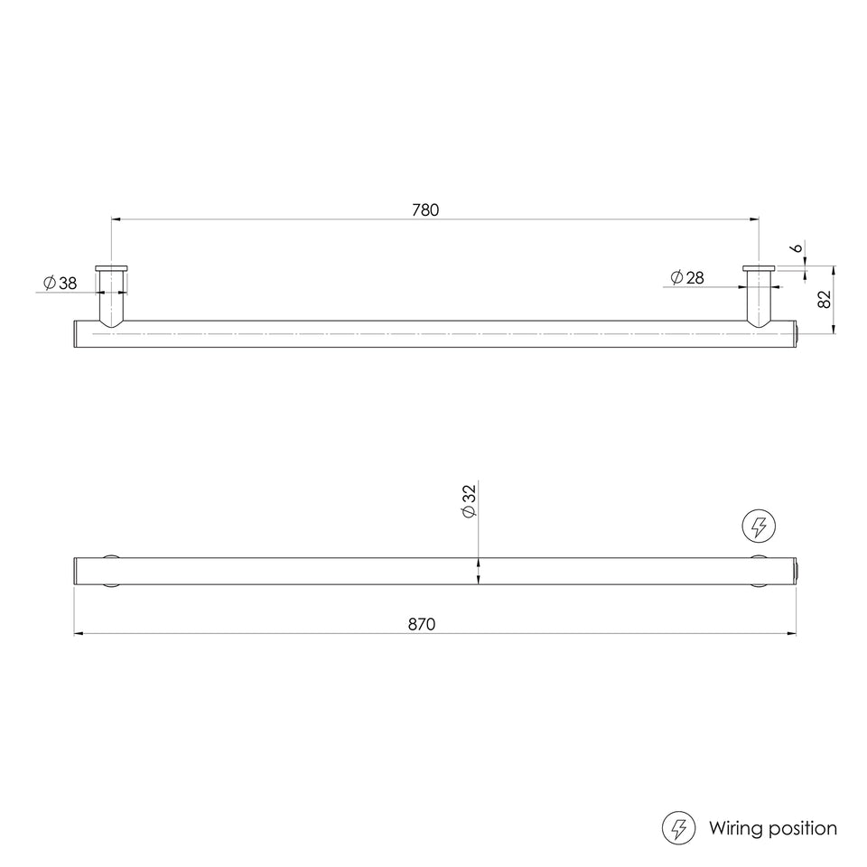 Phoenix Heated Towel Rail Round 800mm - Brushed Bronze
