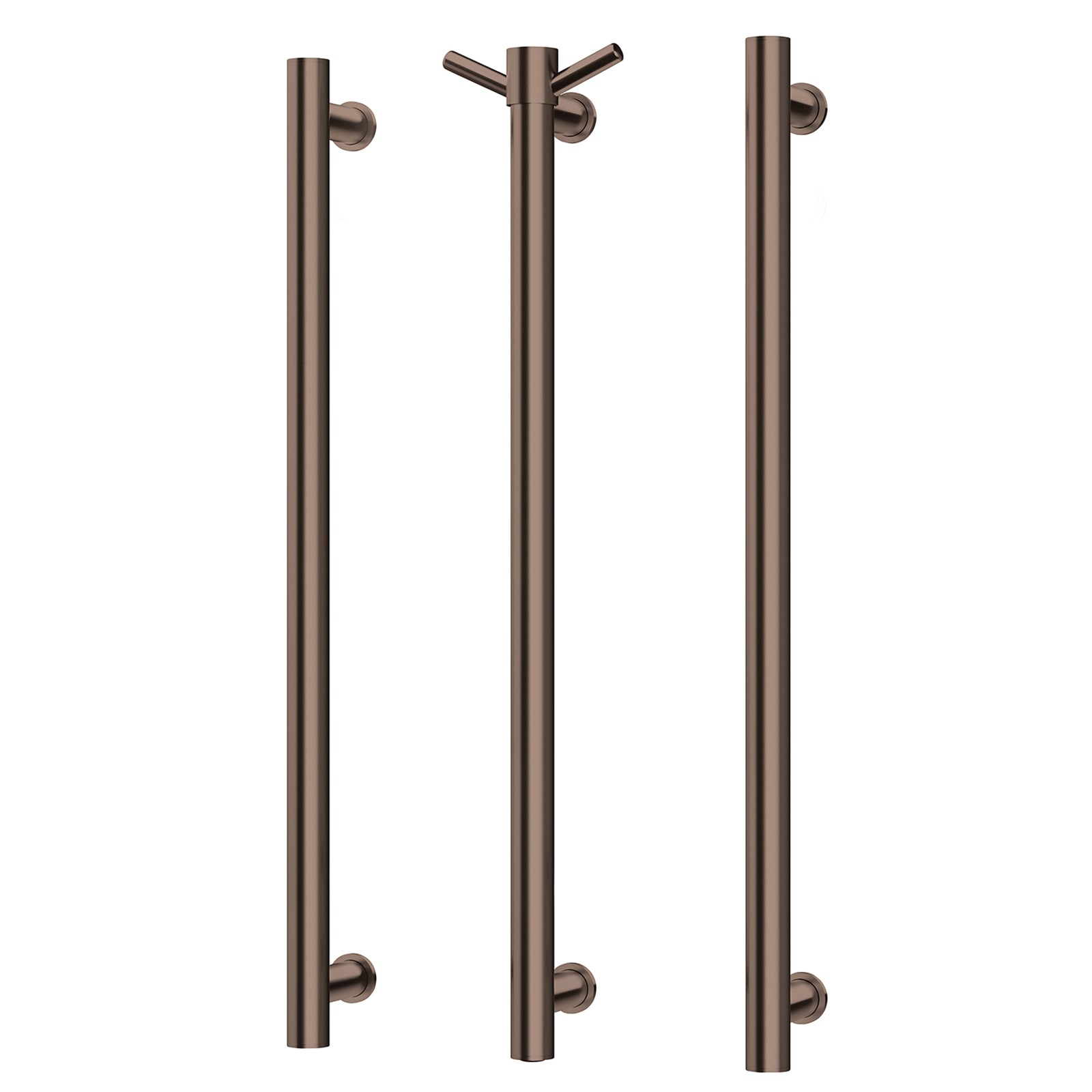 Phoenix Heated Triple Towel Rail Round 800mm - Brushed Bronze 650-8763-24 - The Blue Space