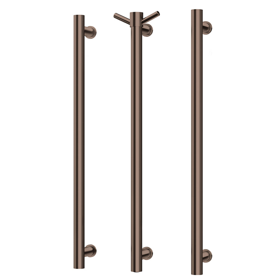 Phoenix Heated Triple Towel Rail Round 800mm - Brushed Bronze