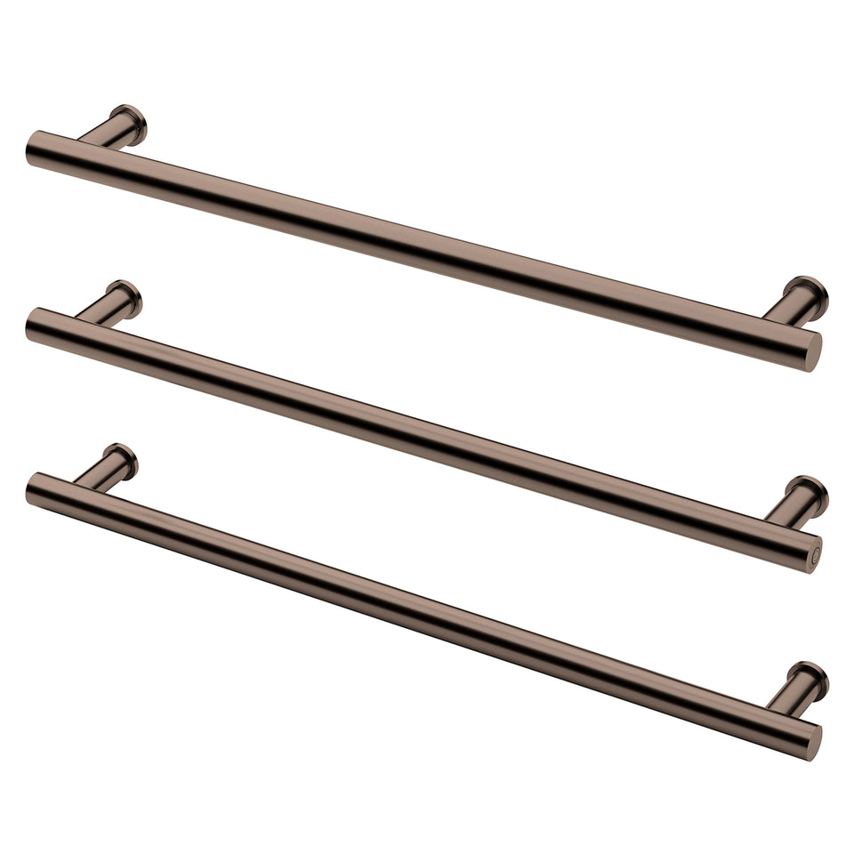 Phoenix Heated Triple Towel Rail Round 800mm - Brushed Bronze