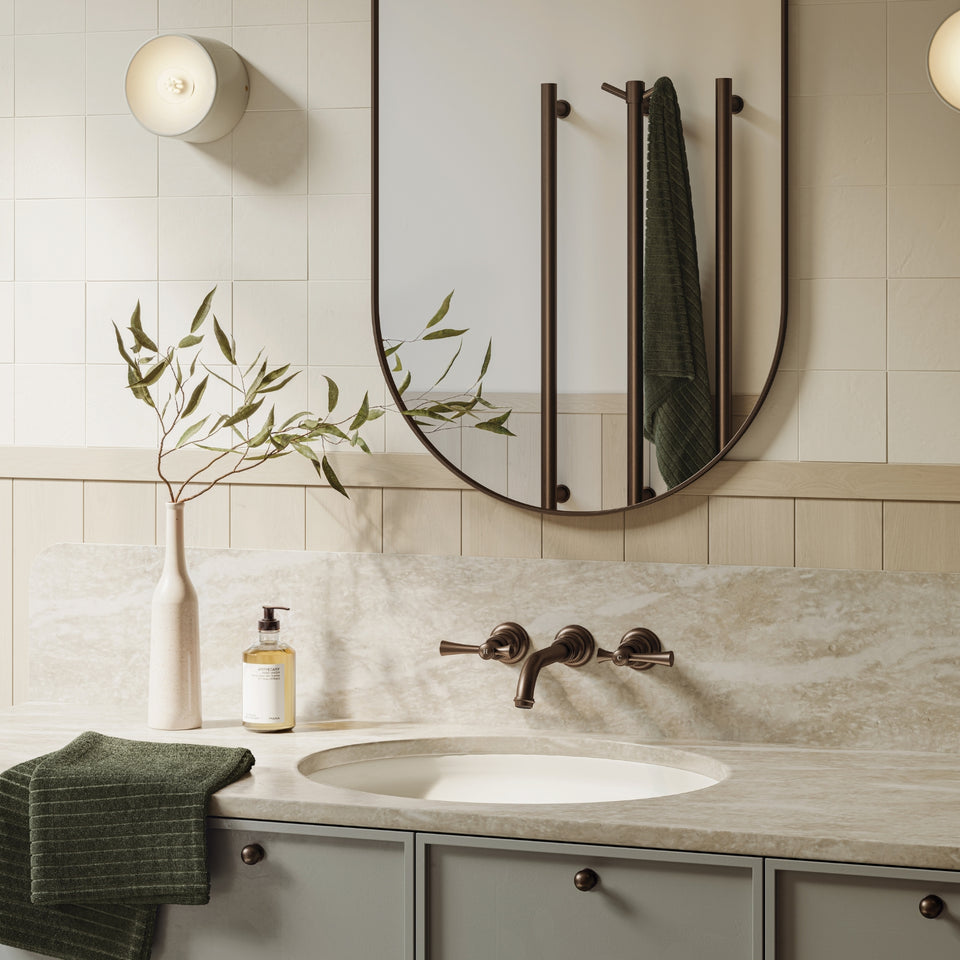 Phoenix Heated Triple Towel Rail Round 800mm - Brushed Bronze