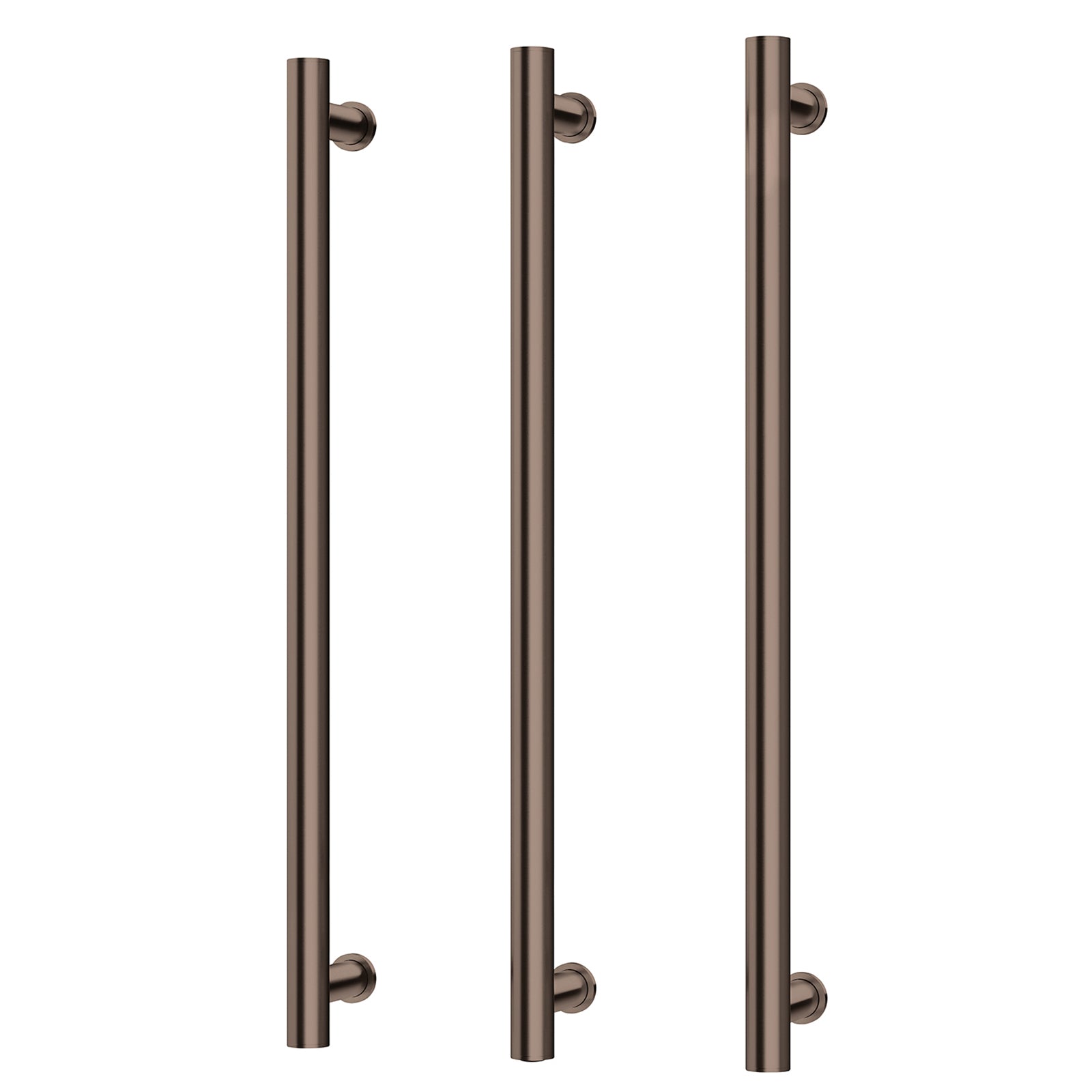 Phoenix Heated Triple Towel Rail Round 800mm Vertical - Brushed Bronze 650-8763-24 - The Blue Space