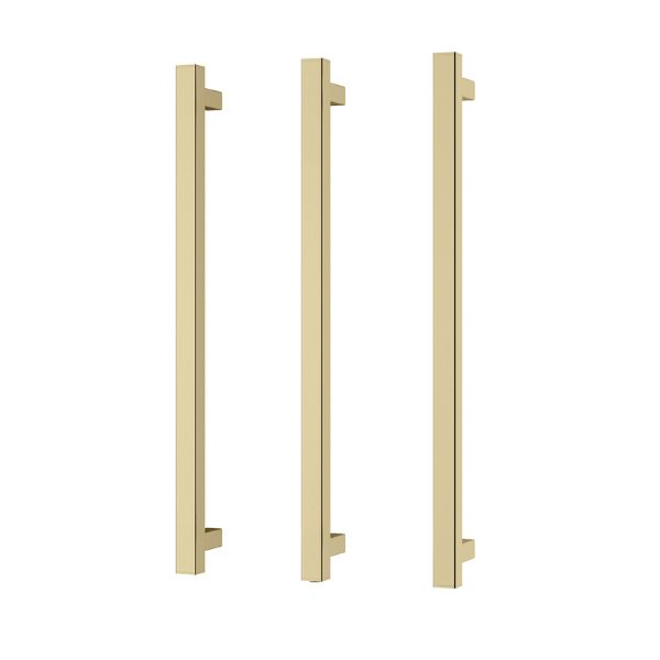 Phoenix Heated Triple Towel Rail Square 600mm - Brushed Gold - 651-8762-12