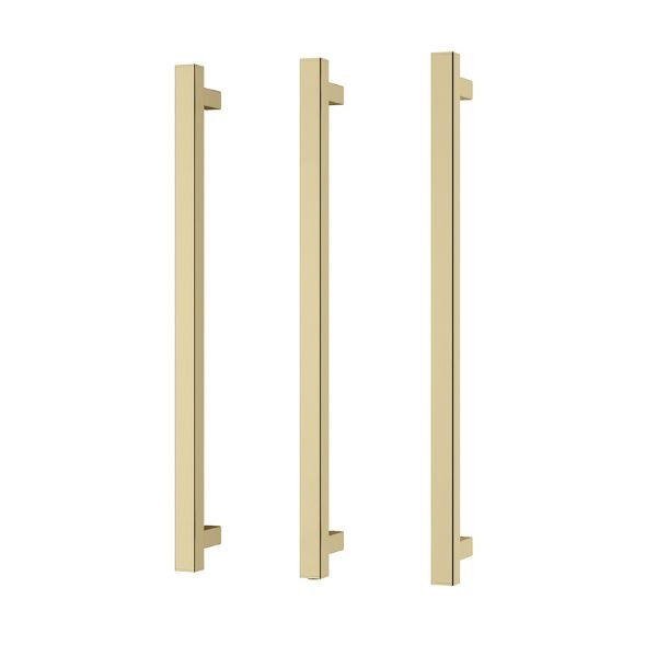 Phoenix Heated Triple Towel Rail Square 600mm - Brushed Gold - Image 1