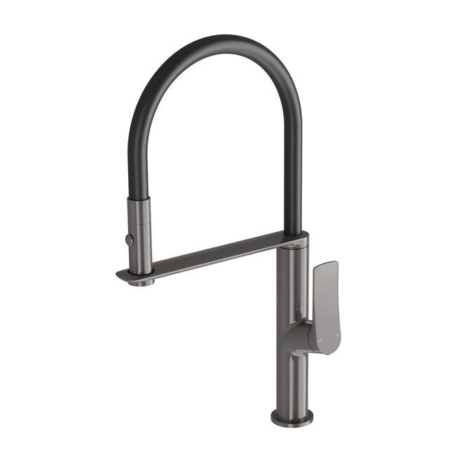 Phoenix Kusabi Flexible Hose Sink Mixer 200mm - Brushed Carbon 138-7110-31-1 - The Blue Space