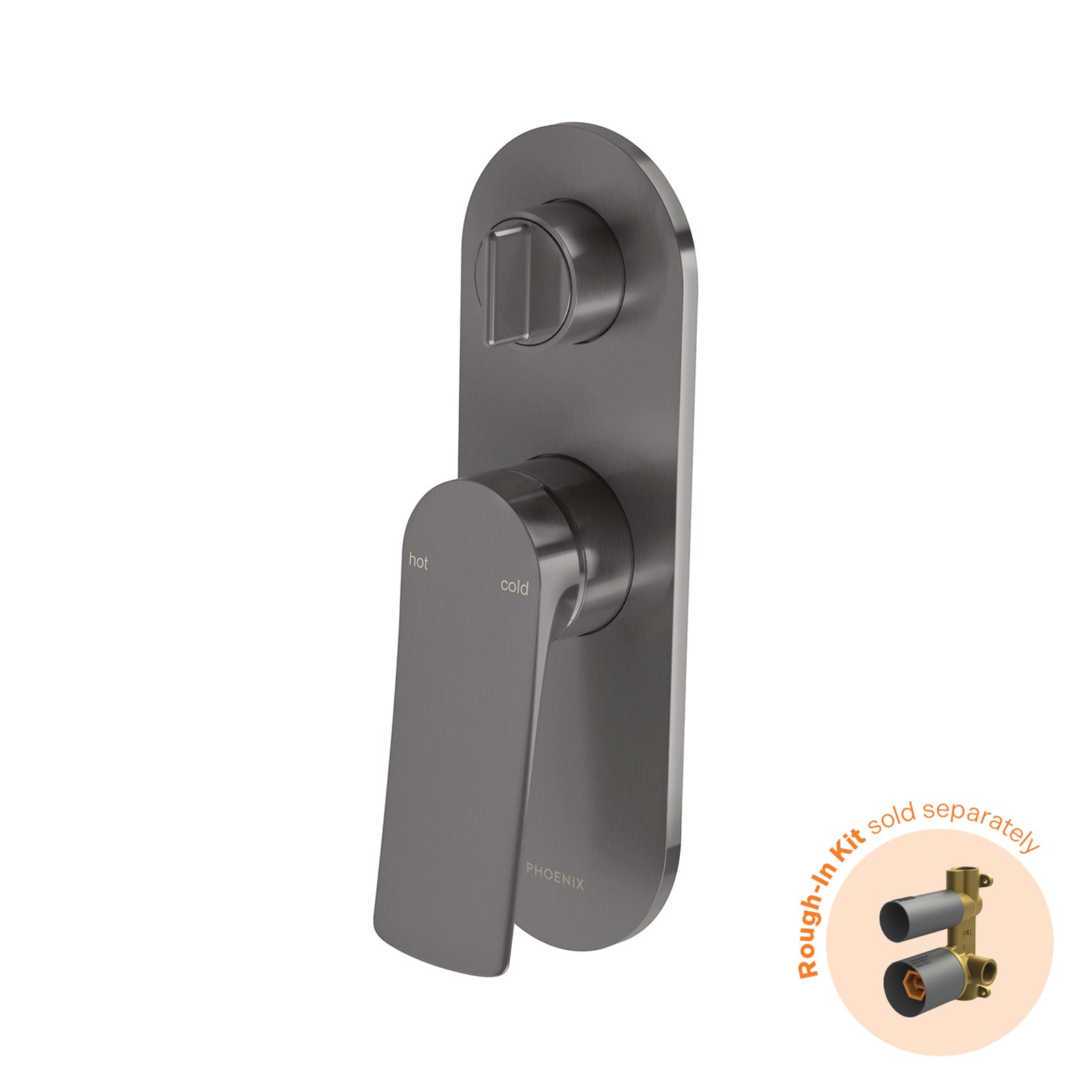 Phoenix Kusabi Switchmix Shower Bath Diverter Mixer Fit Off Kit - Brushed Carbon 138-2940-31-1 - The Blue Space