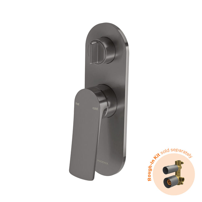 Phoenix Kusabi Switchmix Shower Bath Diverter Mixer Fit Off Kit - Brushed Carbon 138-2940-31-1 - The Blue Space