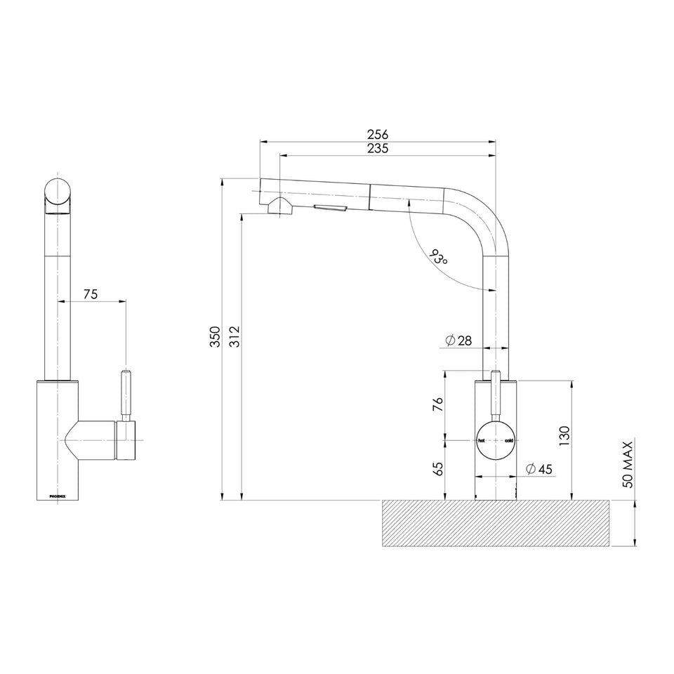 Phoenix Sink Package 1 - Matte Black Sink & Stainless Steel Mixer