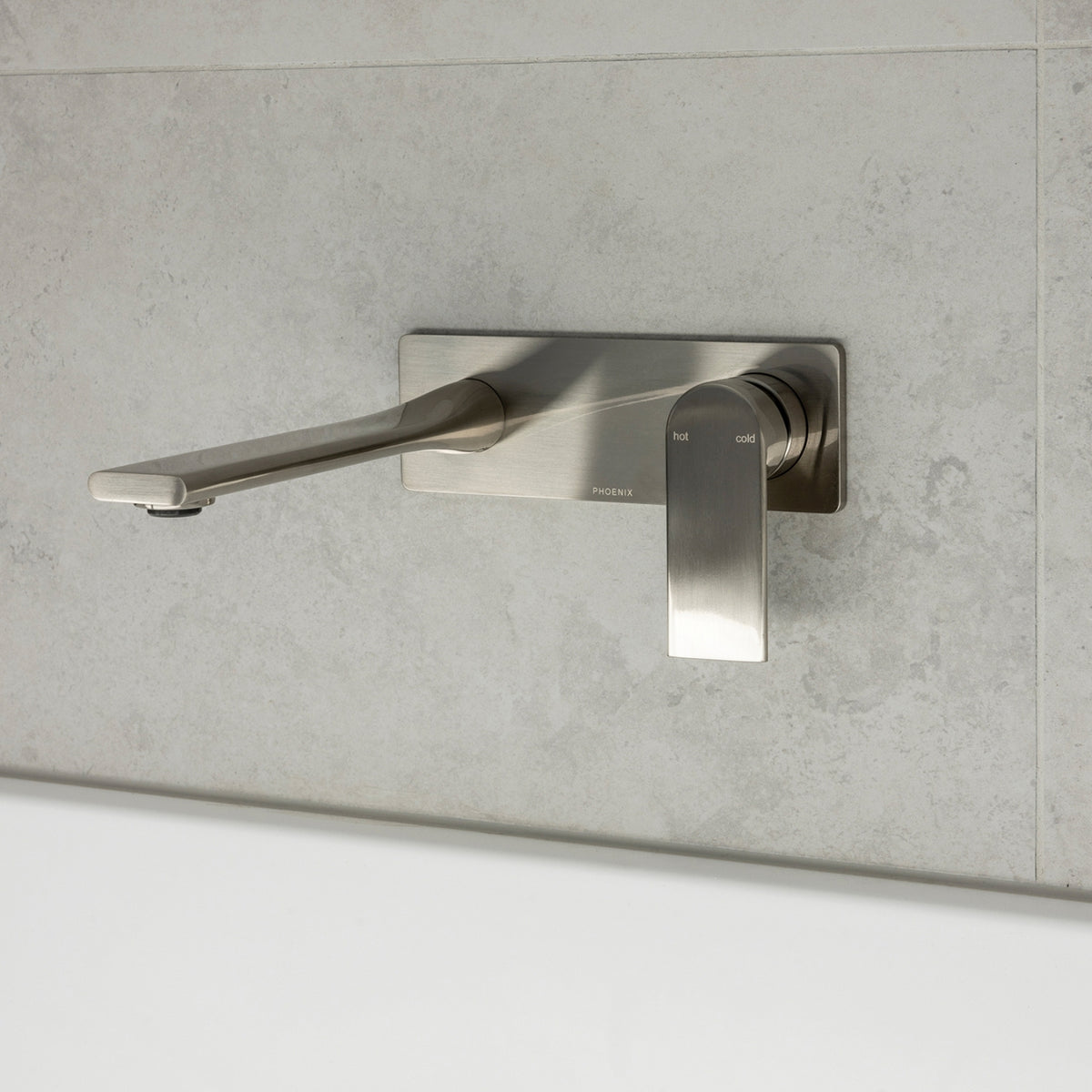 Lifestyle 2 Phoenix Teel SwitchMix Wall Basin / Bath Mixer Set 200mm Brushed Nickel (Complete Kit) 118-2810-40-1-KIT - The Blue Space