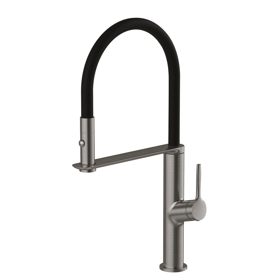 Phoenix Vask Flexible Hose Sink Mixer 200mm - Brushed Carbon