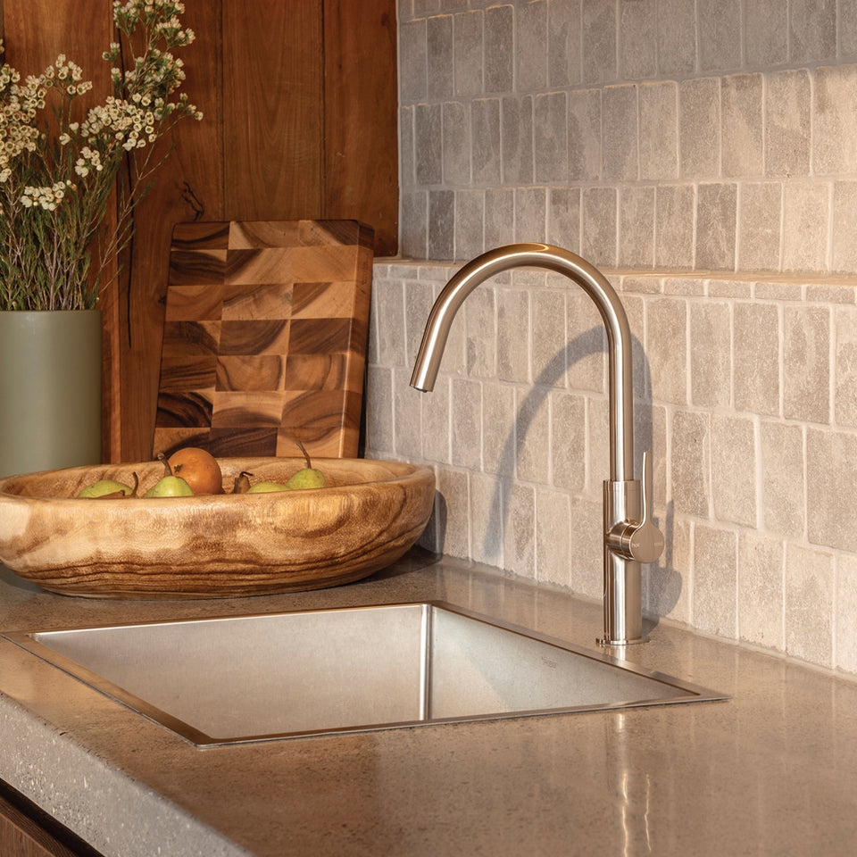 Phoenix Vask Sink Mixer 190mm - Brushed Nickel