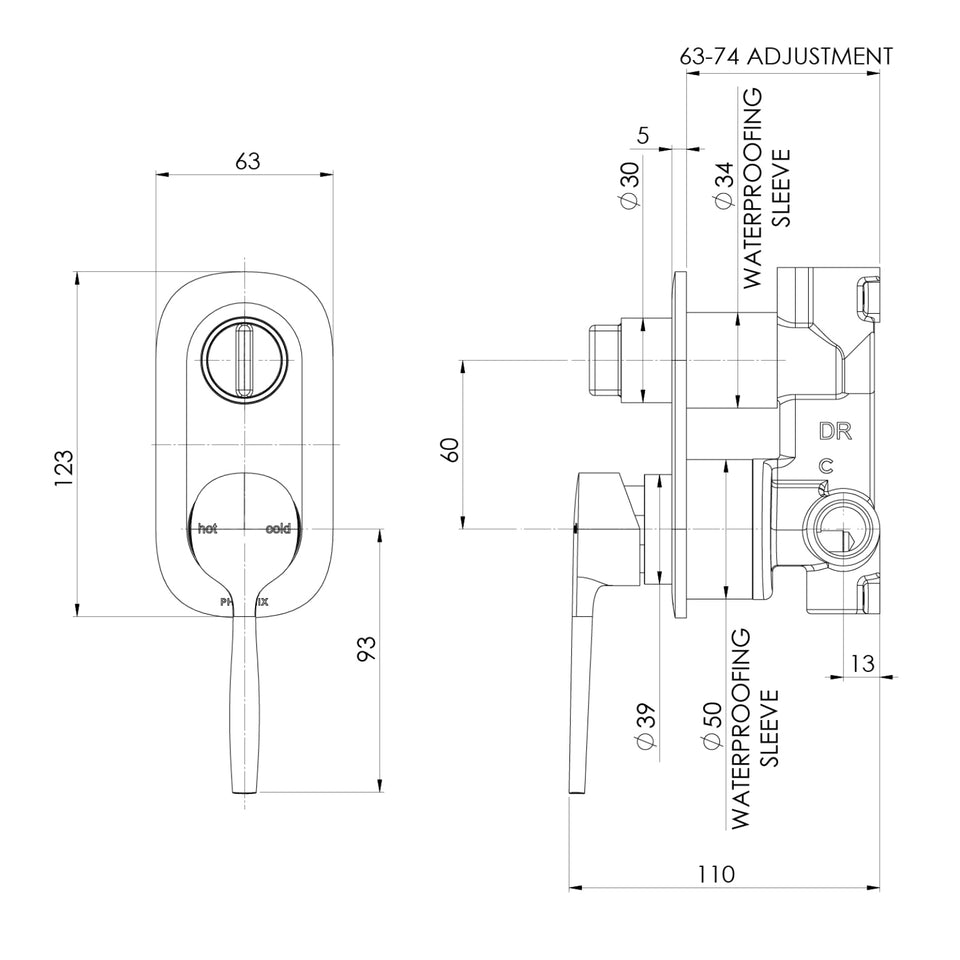 Phoenix Vask SwitchMix Shower / Bath Diverter Mixer (Complete Kit) - Brushed Nickel