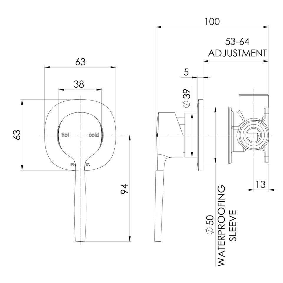 Phoenix Vask SwitchMix Shower / Wall Mixer (Fit-Off Kit Only) - Brushed Bronze