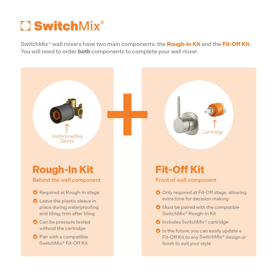 Phoenix Vask SwitchMix Shower / Wall Mixer Pin Up (Fit-Off Kit Only) - Brushed Nickel