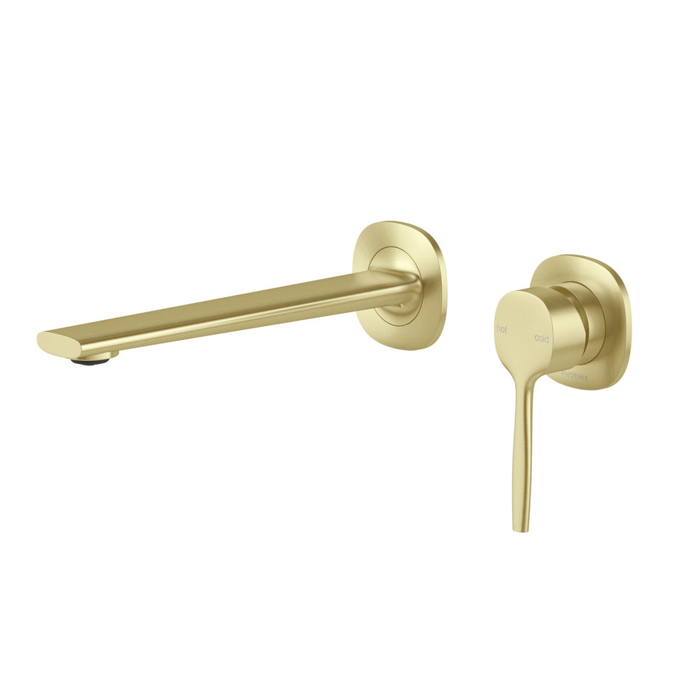 Phoenix Vask SwitchMix Wall Basin / Bath Mixer Set 200mm (Complete Kit) - Brushed Gold