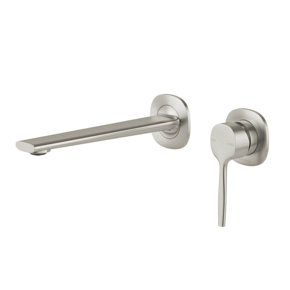 Phoenix Vask SwitchMix Wall Basin / Bath Mixer Set 200mm (Complete Kit) - Brushed Nickel