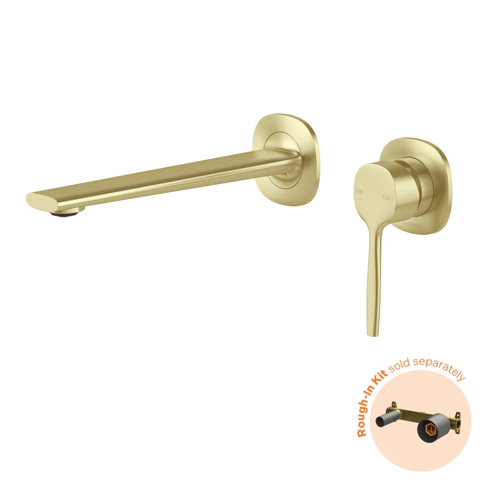 Phoenix Vask SwitchMix Wall Basin / Bath Mixer Set 200mm (Fit-Off Kit Only) - Brushed Gold