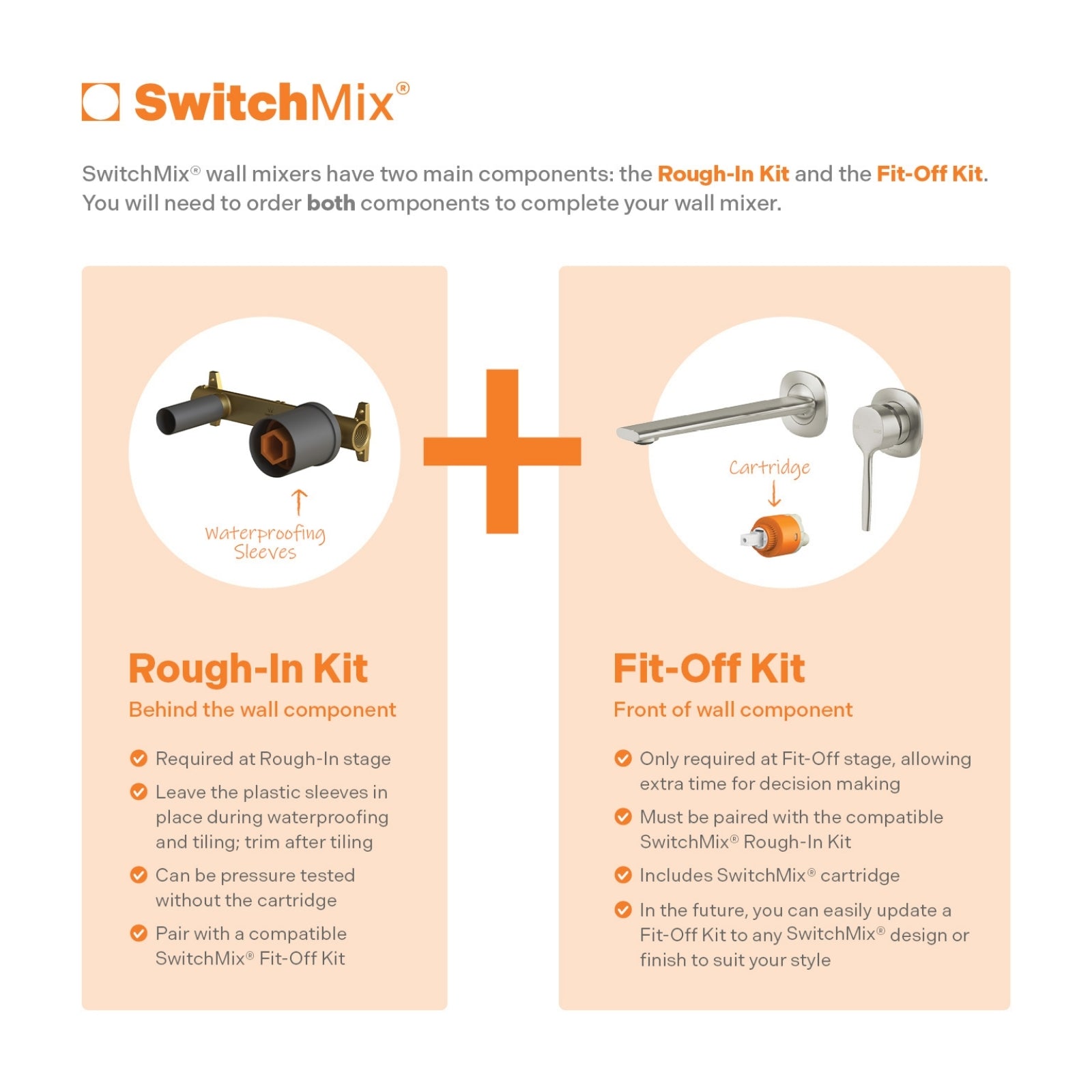 Details Phoenix Switchmix Wall Basin Bath Mixer Set 200mm Fit Off Kit Only - Brushed Nickel 139-2812-40-1 - The Blue Space