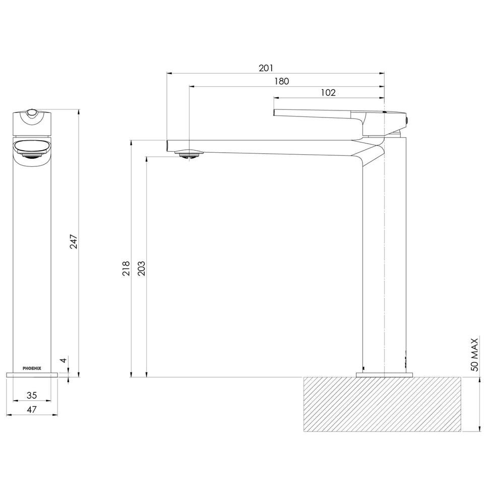 Phoenix Vask Vessel Mixer - Chrome